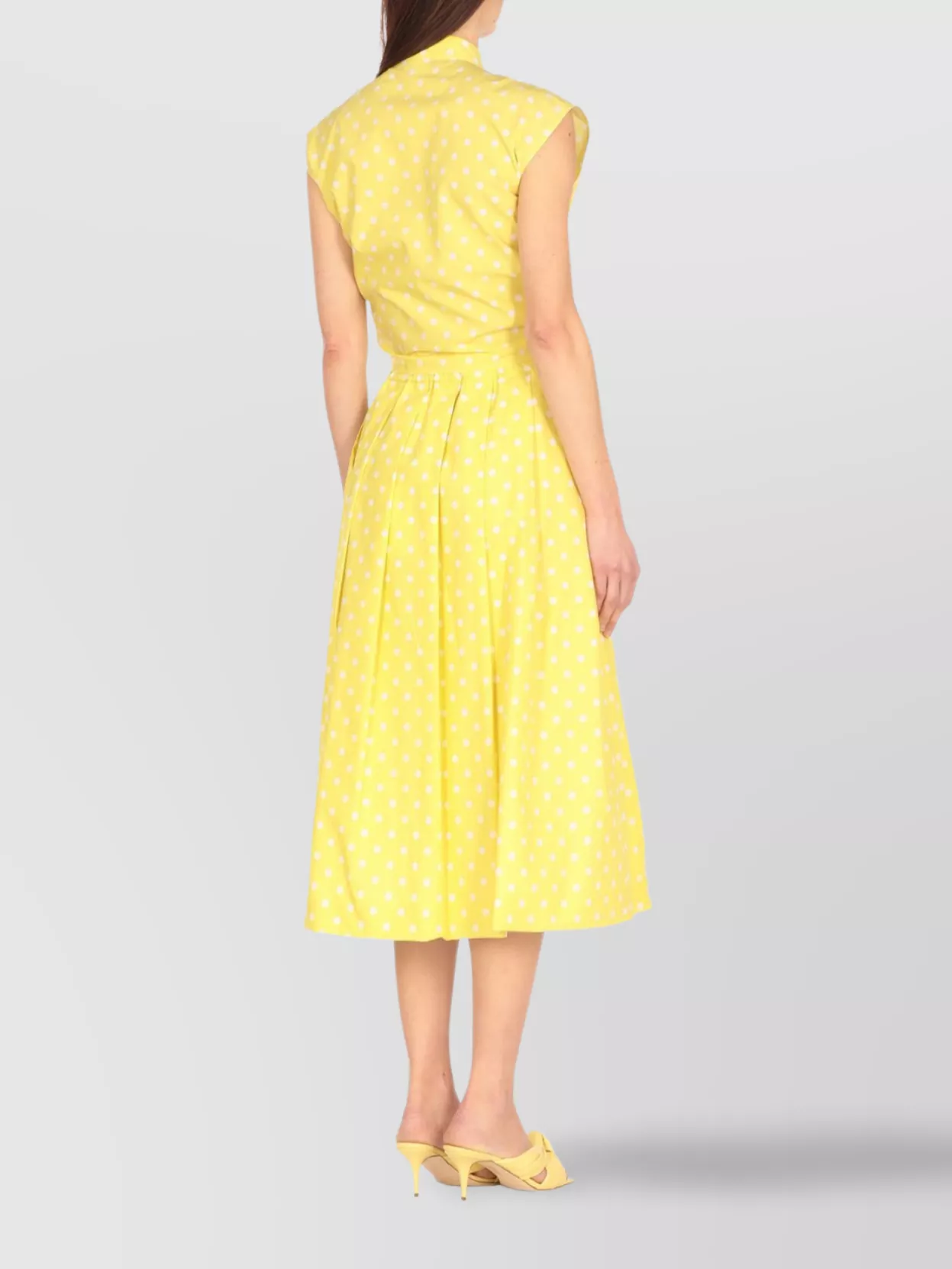 Fabiana Filippi Pois Pattern Tie Front Cotton Top In Yellow