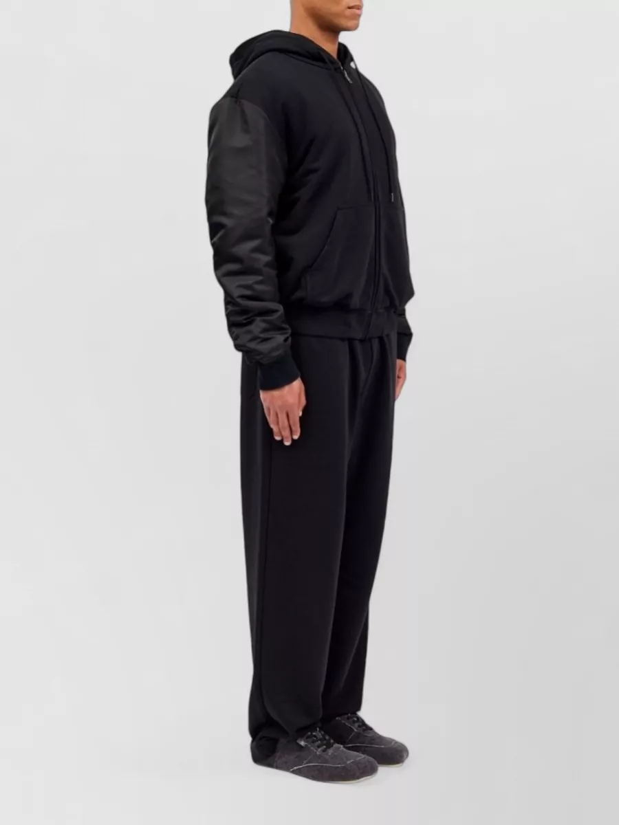 Mm6 Maison Margiela Cotton Blend Hooded Jacket Ribbed Trims