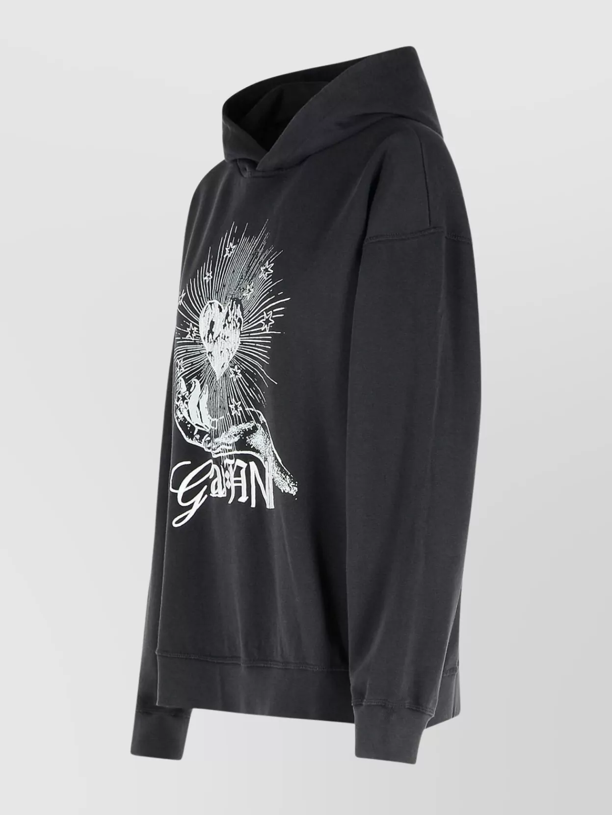 Ganni Cotton Hooded Sweatshirt Graphic Print