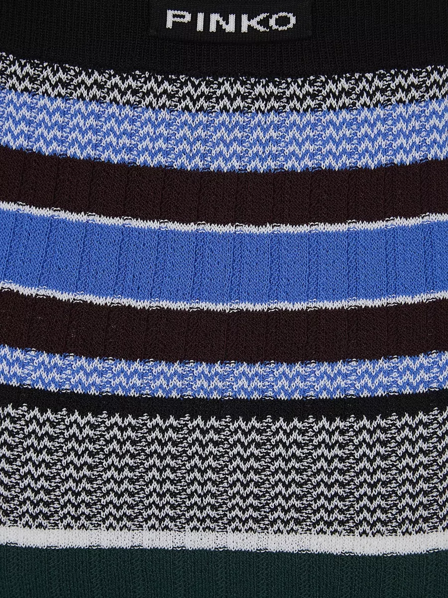 Pinko Ribbed Striped Midi Fitted Skirt