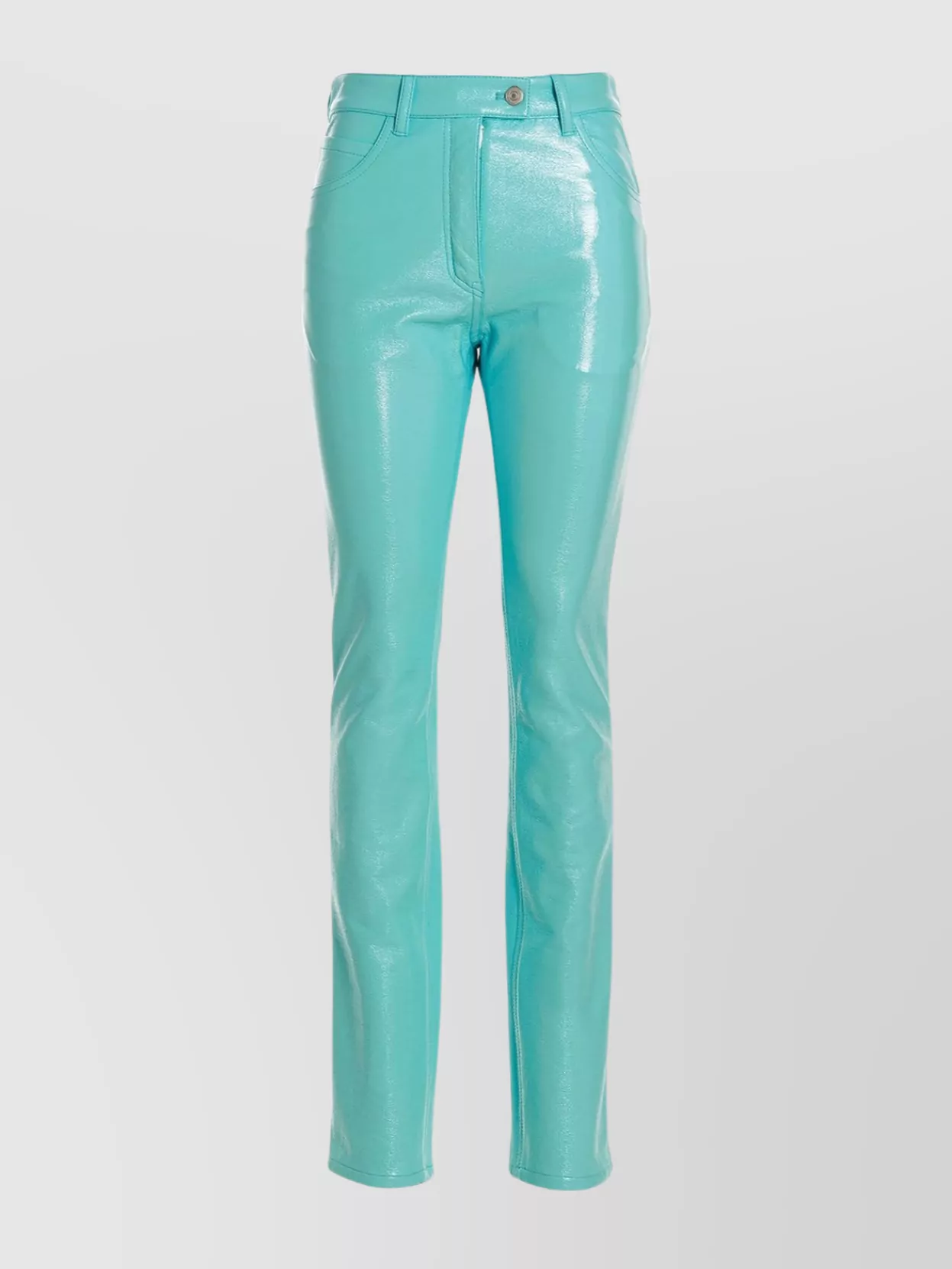Courrèges Glossy Finish Trousers With Front And Back Pockets In Blue