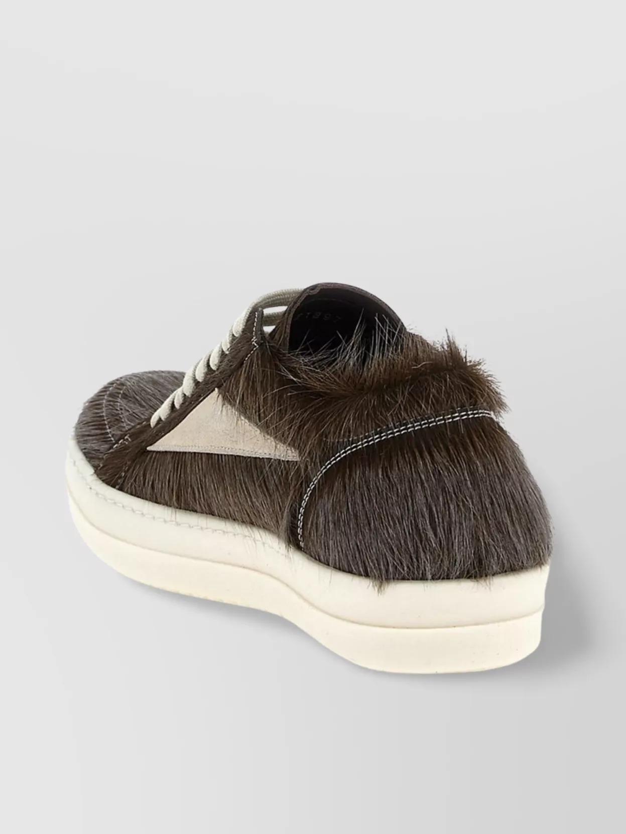 Rick Owens Round Toe Fur Sneakers With Suede