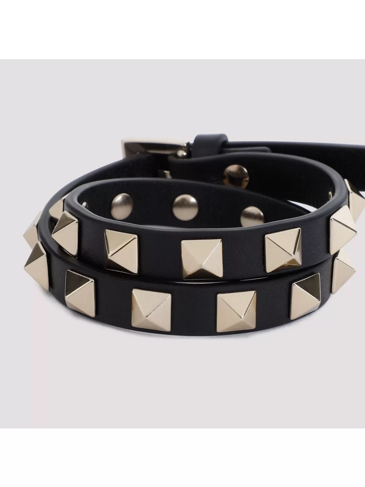 Valentino Garavani Rockstud Calfskin Double-strap Bracelet Woman Black Uni