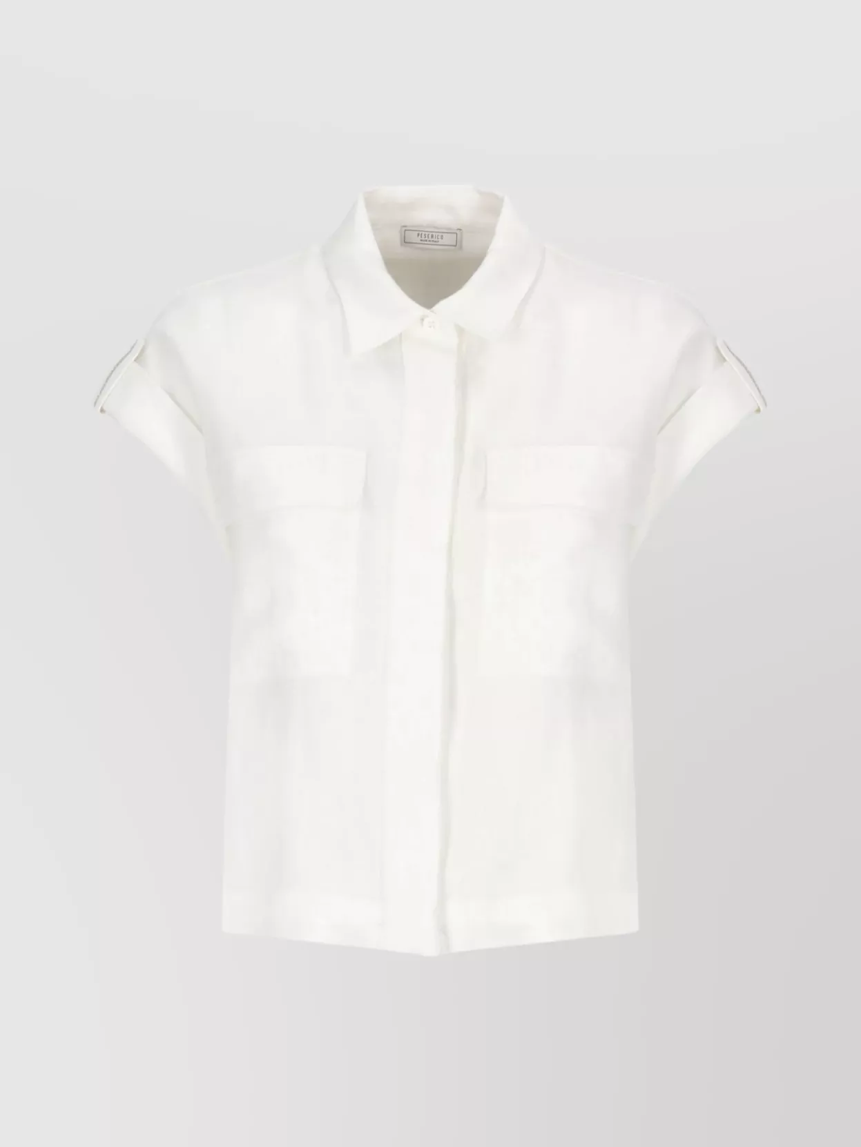 Peserico Casual Silk Blend Collared Neck Top In White