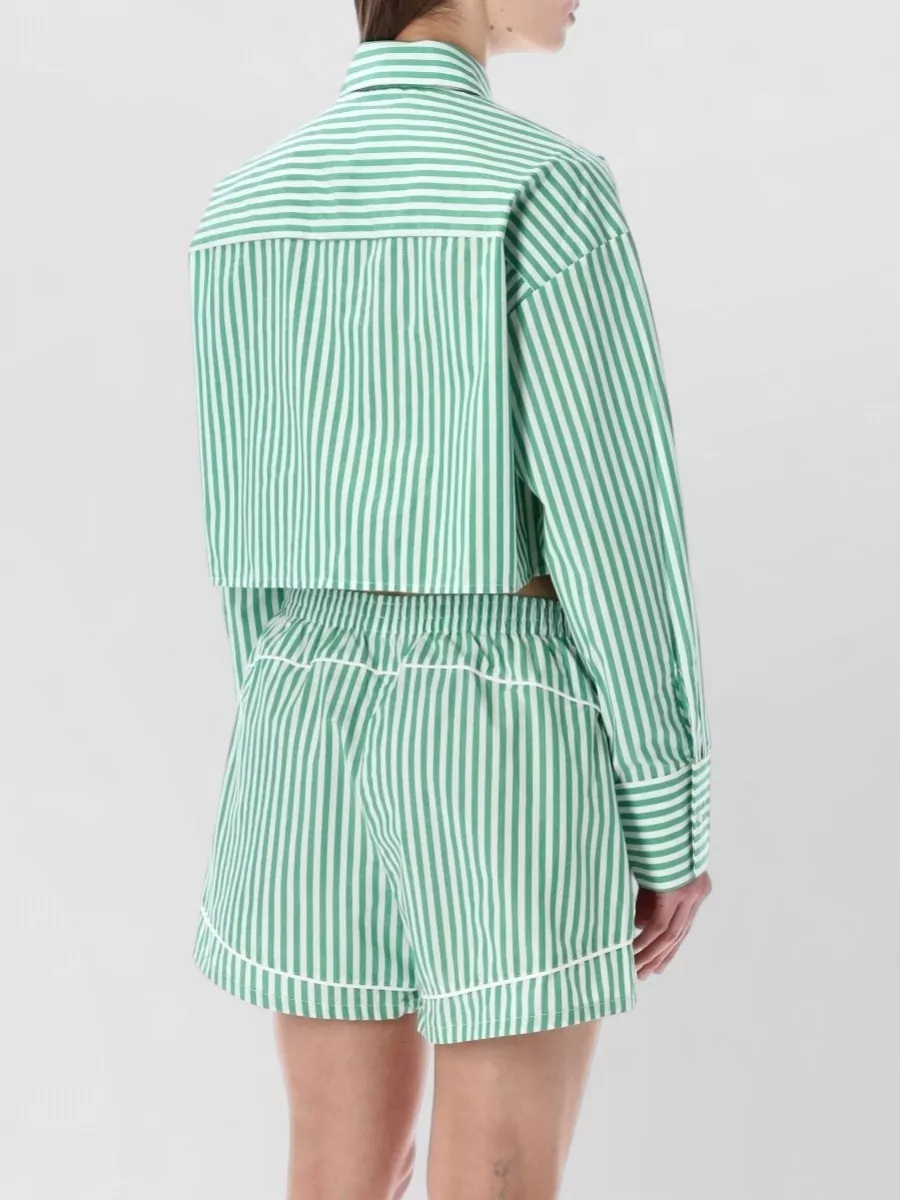 Calvin Klein Striped Cropped Long-Sleeve Pajama Shirt