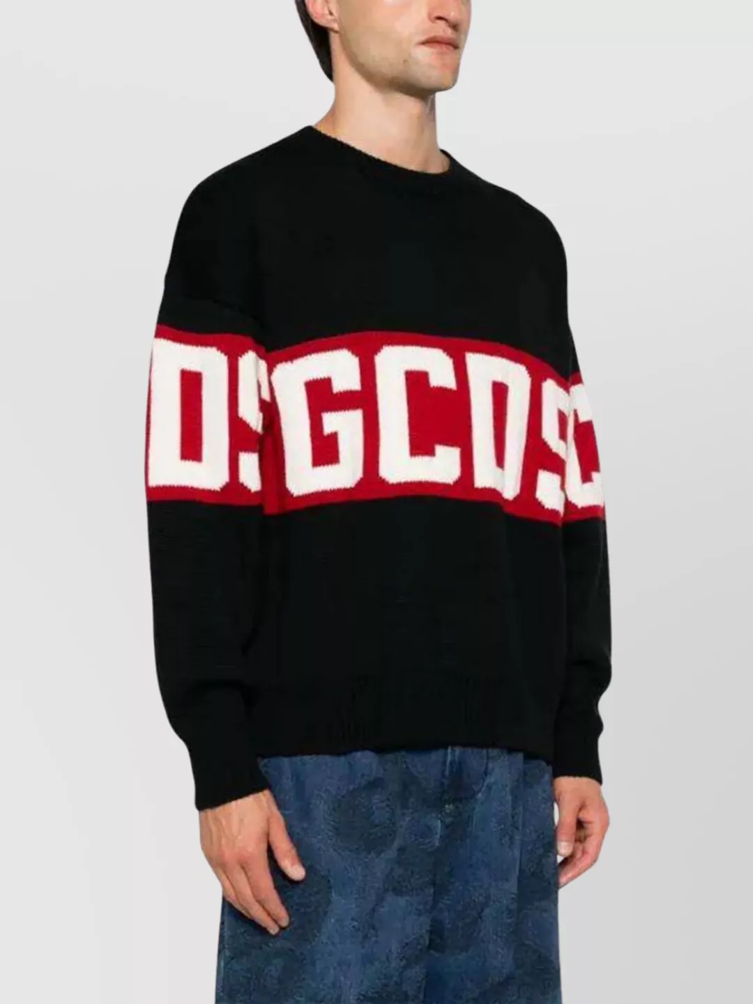 Gcds Striped Crewneck Sweater Logo