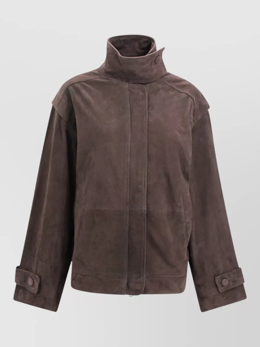 Rotate Leather oversized single-breasted coat