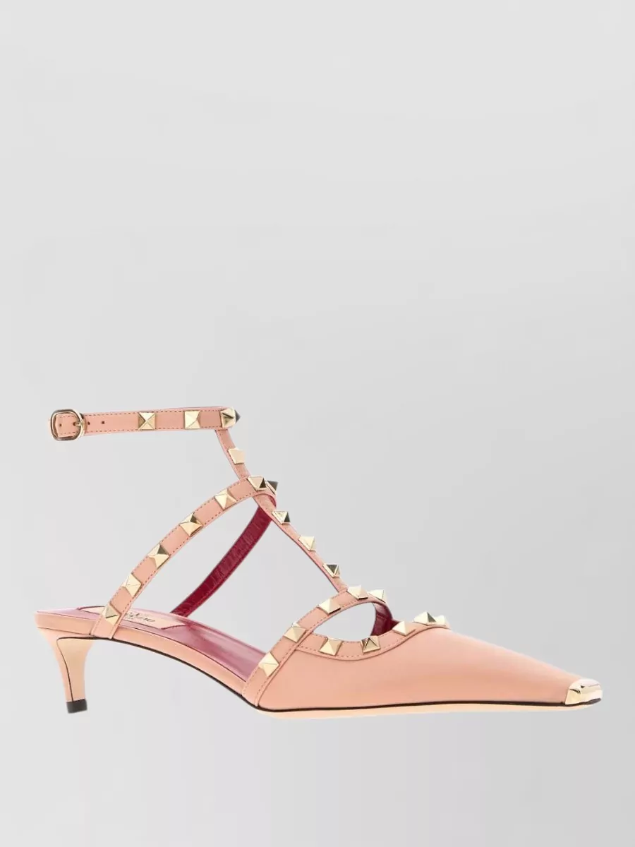 Valentino Garavani Rockstud Leather Slingback Kitten Heel Mules