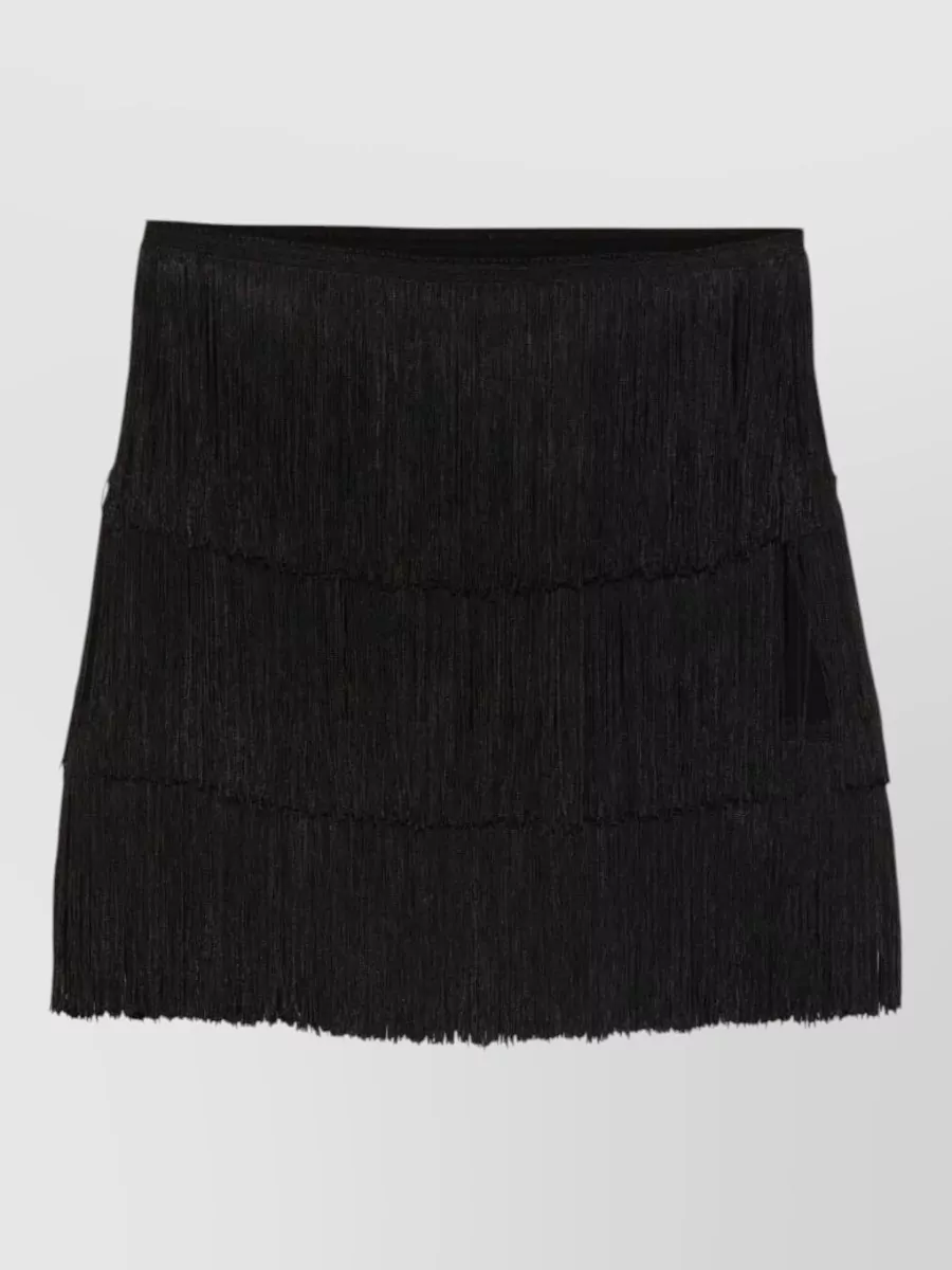 Norma Kamali Fringed Layered Mini Skirt