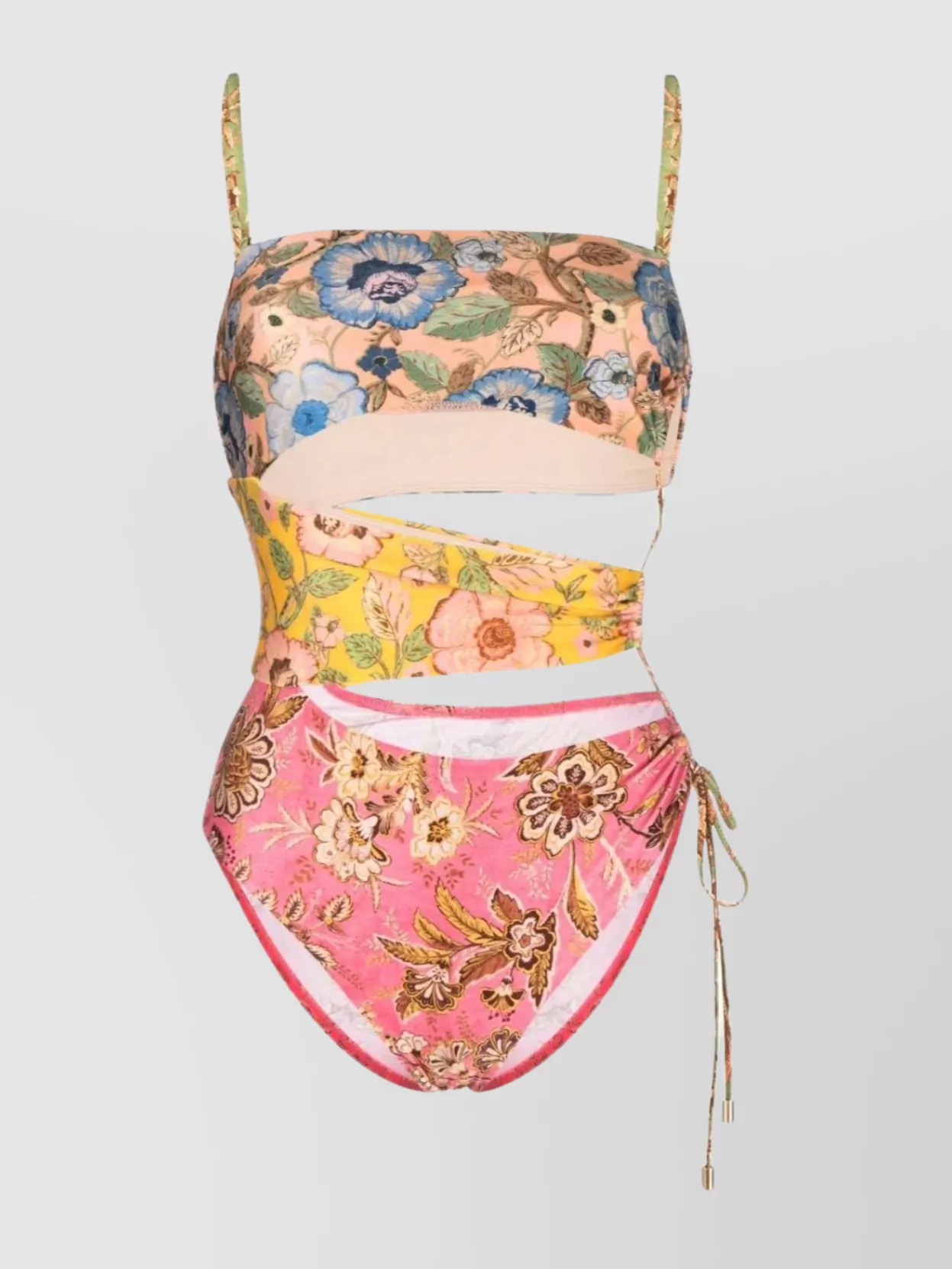 Shop Zimmermann Junie Lace Up Floral Cutout Swimsuit In Pastel