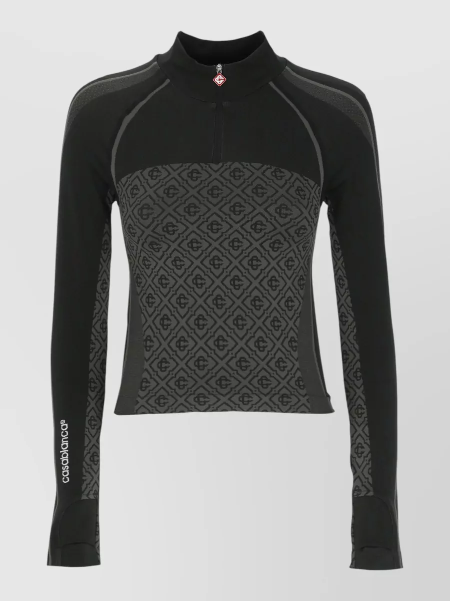 Casablanca monogram high-neck long-sleeve top