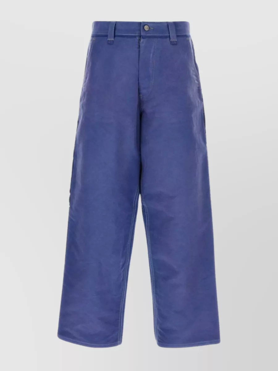 Shop Maison Margiela Wide-leg Moleskin Cargo Trousers In Blue