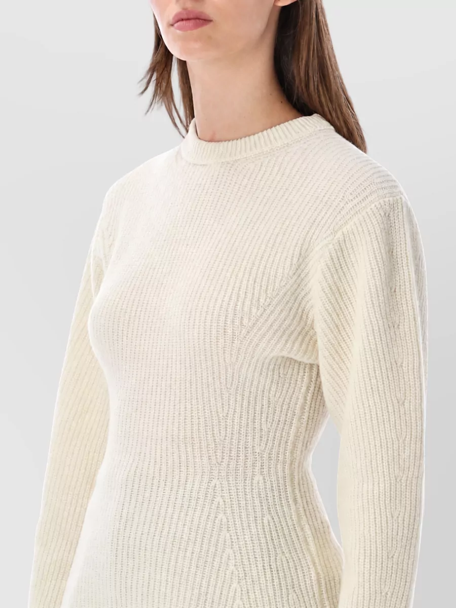 Thelatest Wool Ribbed Crew Neck Long-Sleeve Sweater