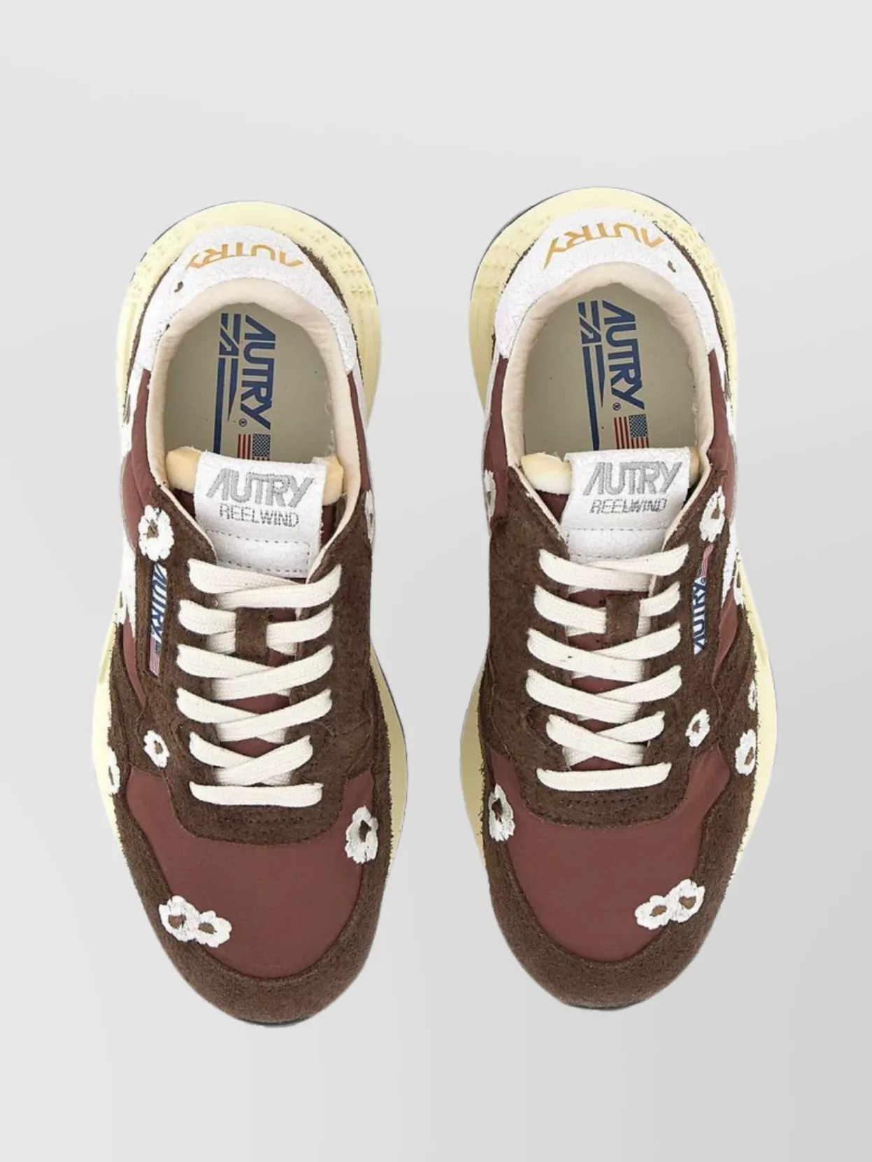 Autry Floral Embroidered Nylon Sneakers With Rubber Sole