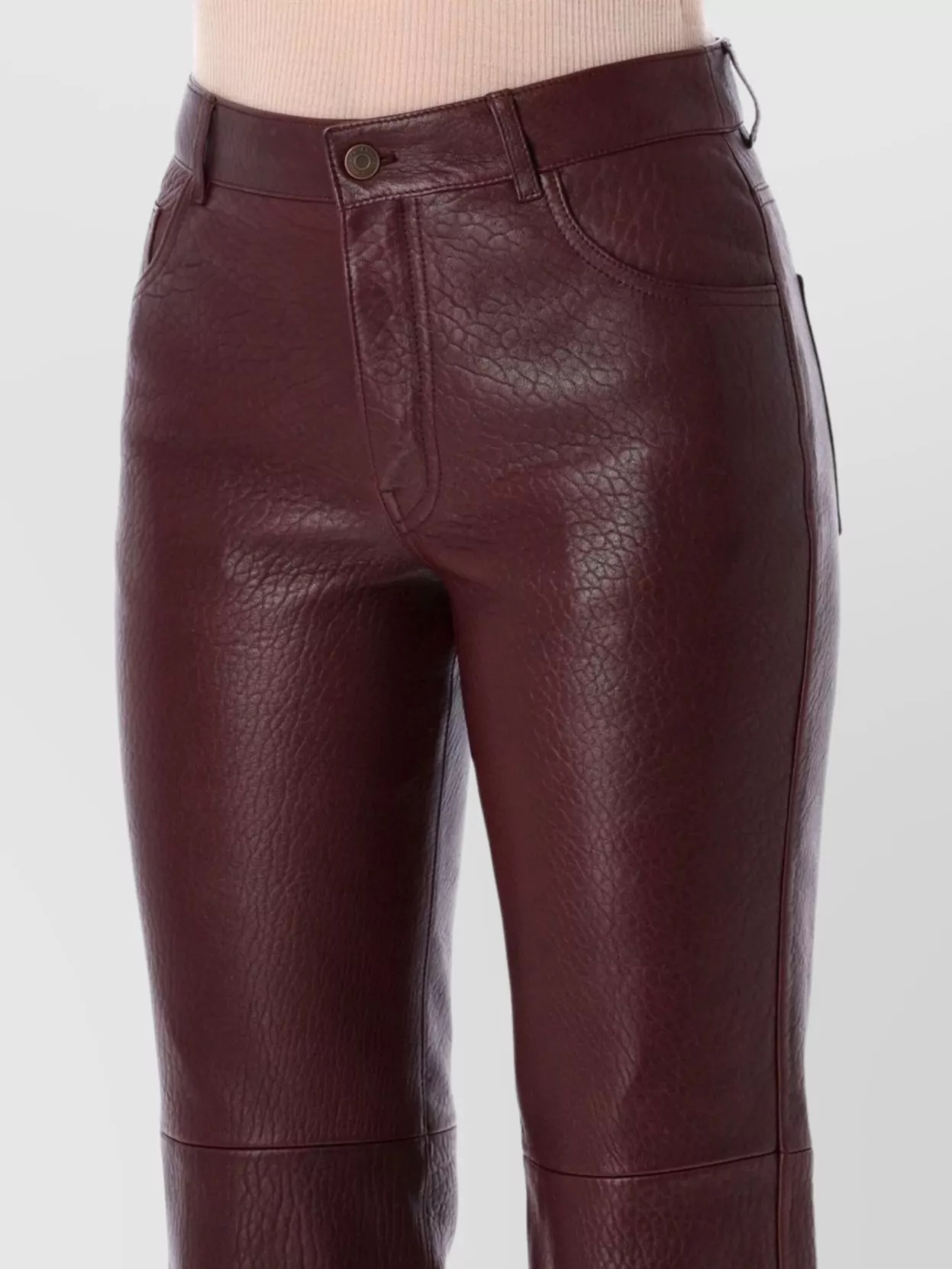 Chloé Textured Leather Trousers Featuring Pockets