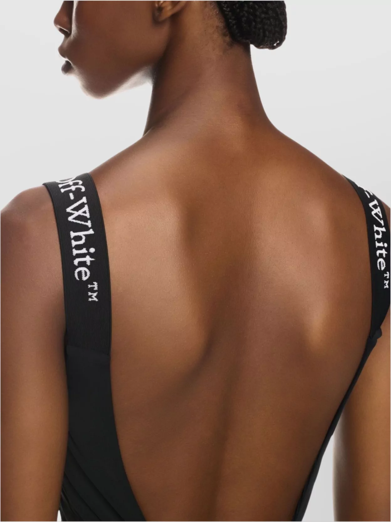 Off-White Logo Band Scoop Neck Swimsuit With Low Back