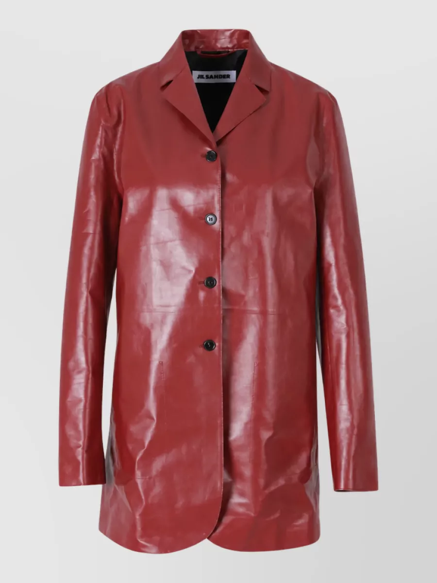 Jil Sander leather single-breasted coat