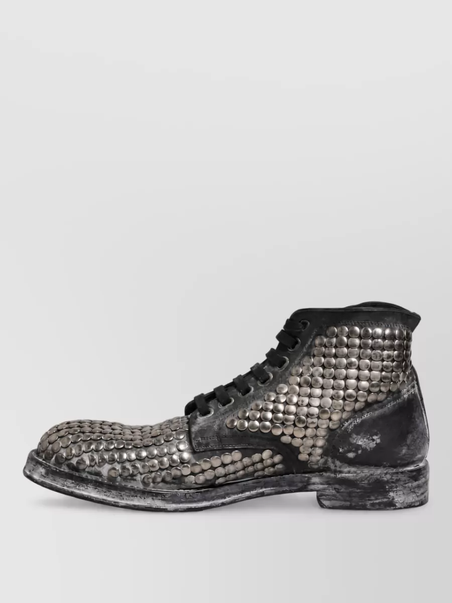 Dolce&Gabbana Leather Studded Ankle Boots