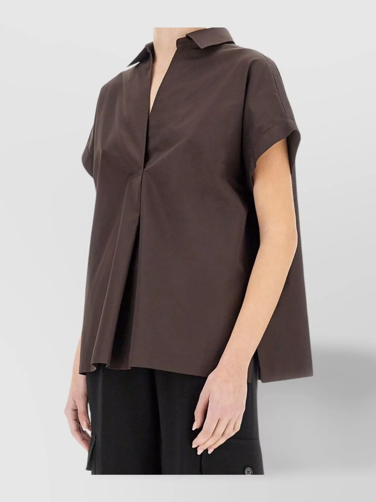 Aspesi Boxy Collared Pleated Short Sleeves Shirt