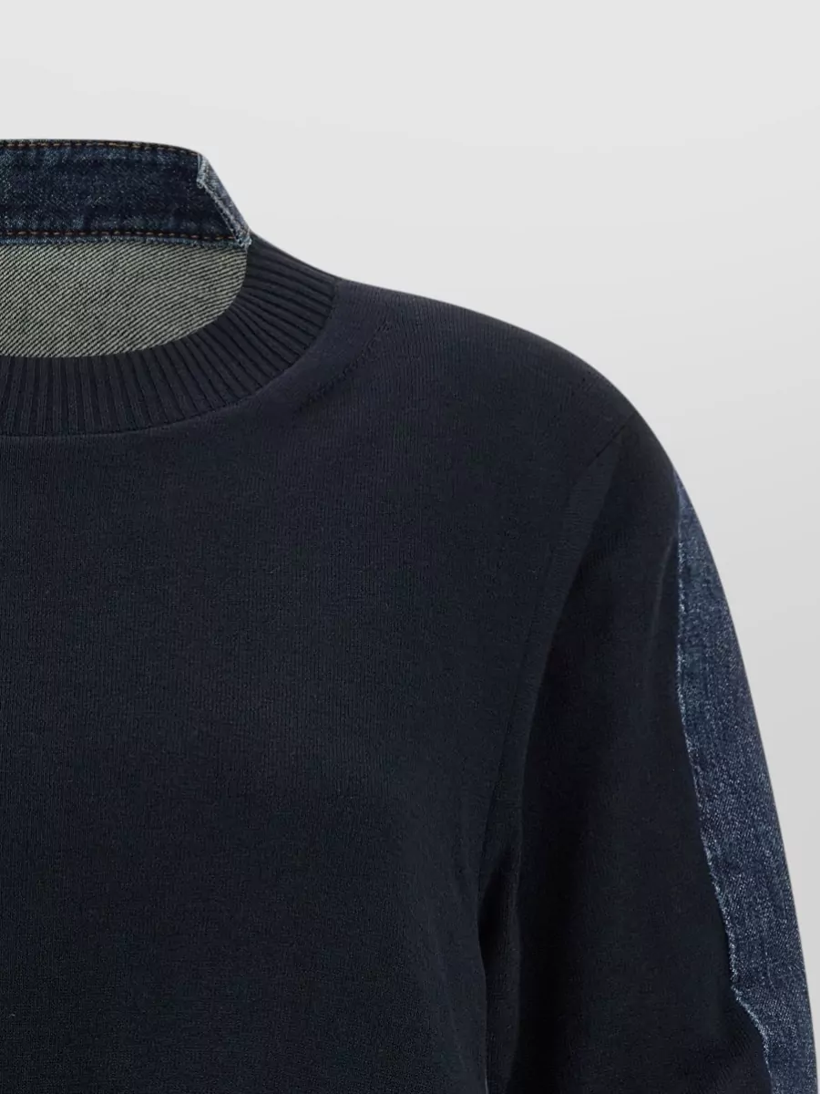 Sacai Denim Panelled Short-Sleeve Sweatshirt