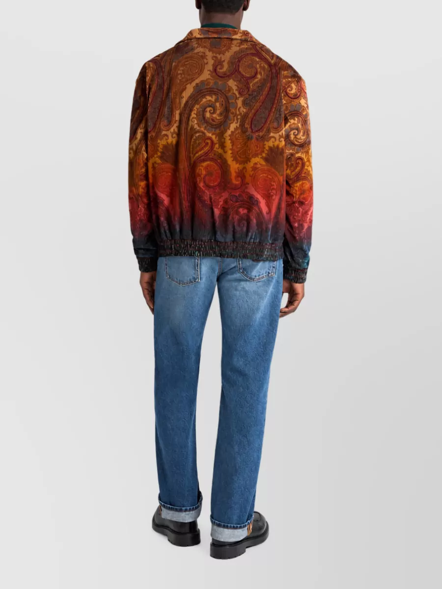 Etro Corduroy Paisley-Print High-Collar Jacket