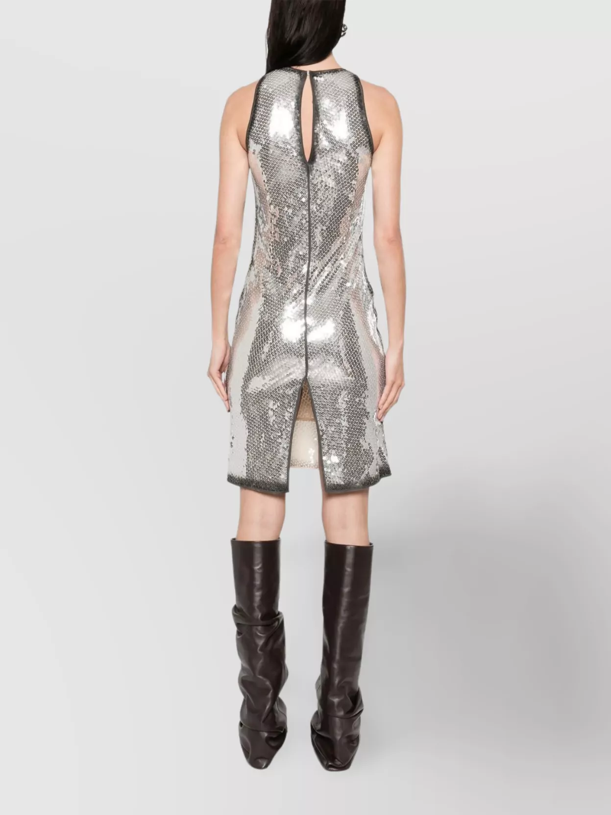 ATTICO MINI DRESS WITH SEQUIN EMBELLISHMENT AND BACK SLIT