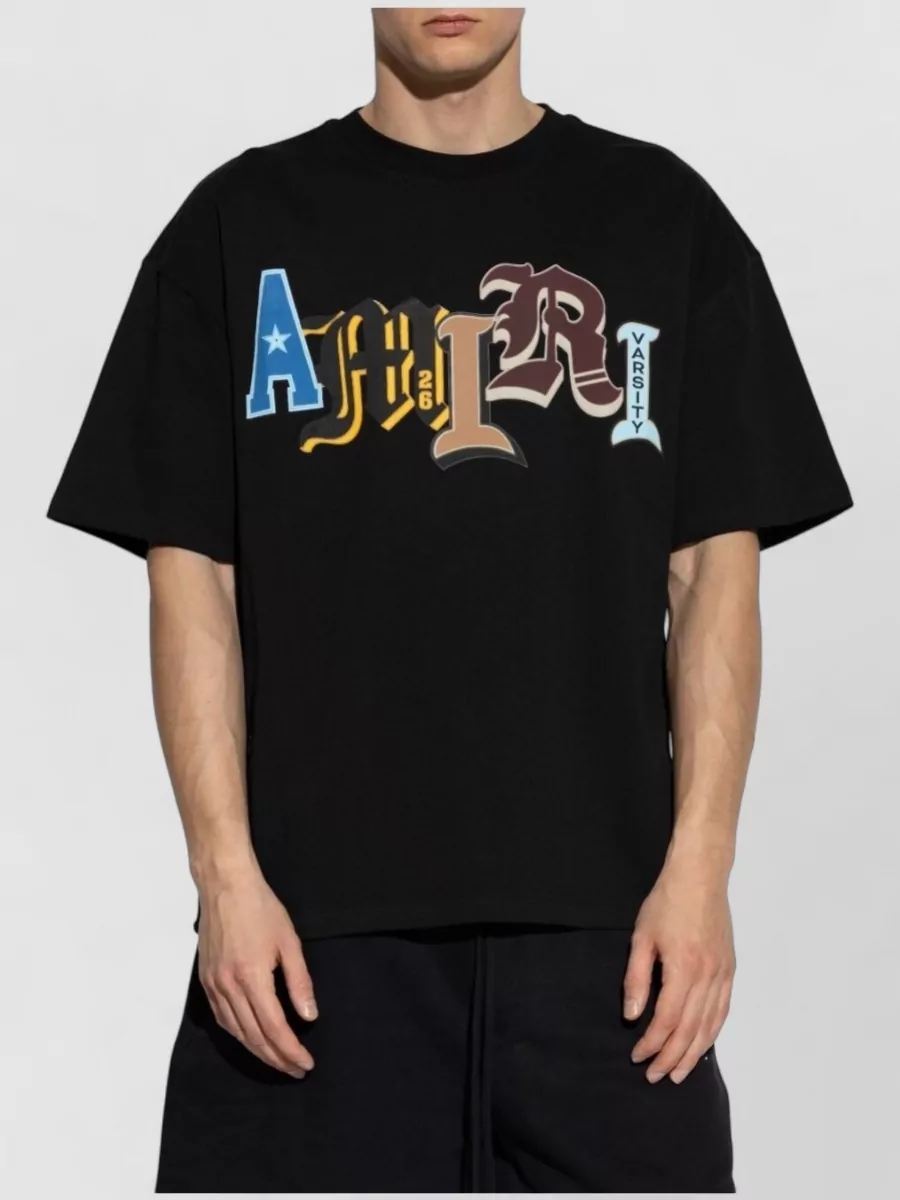 Amiri Silk Blend Crew Neck Graphic T Shirt