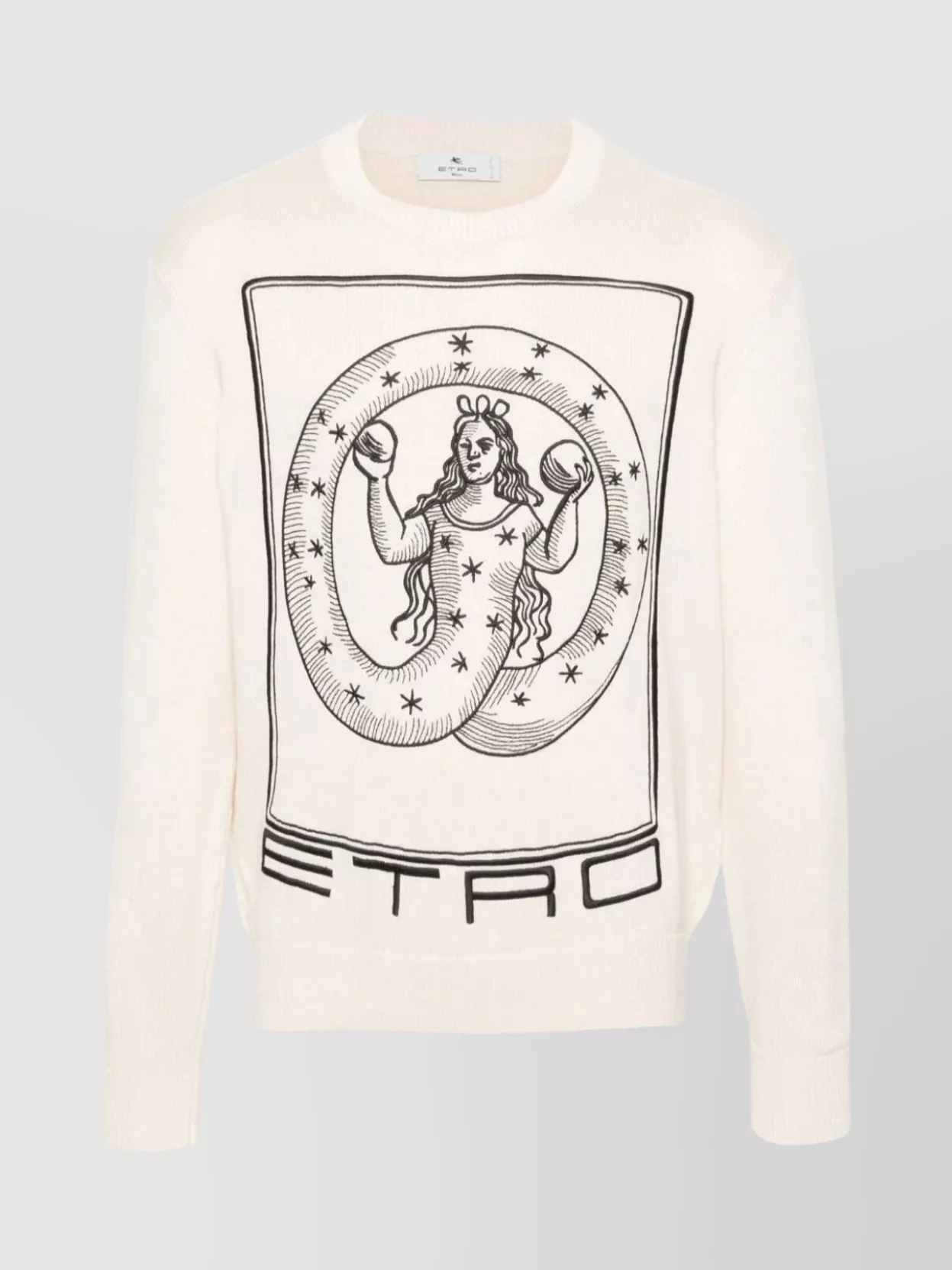 Shop Etro Crew Neck Embroidered Logo Sweater