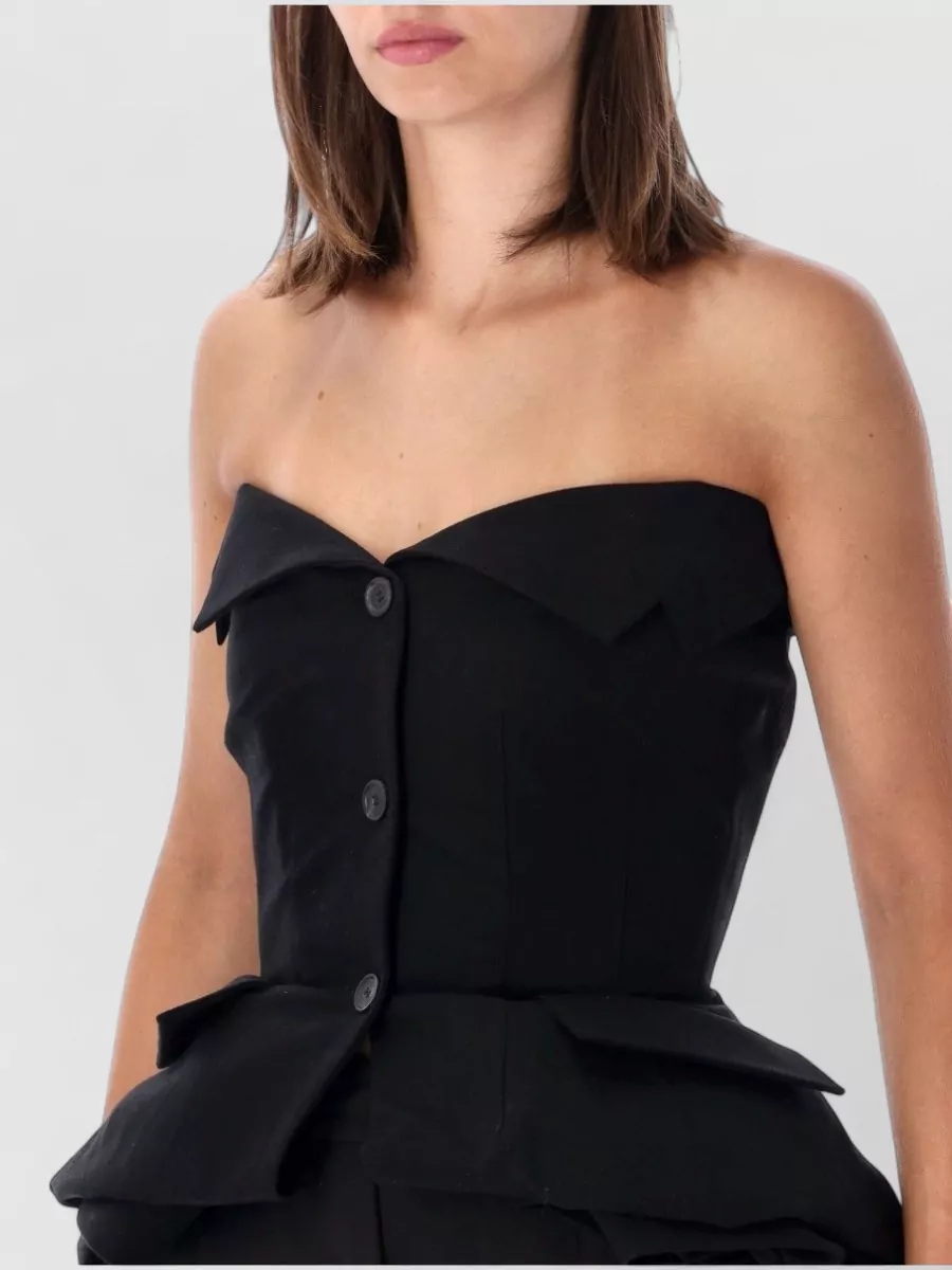 Magda Butrym Cotton Strapless Peplum Corset Top