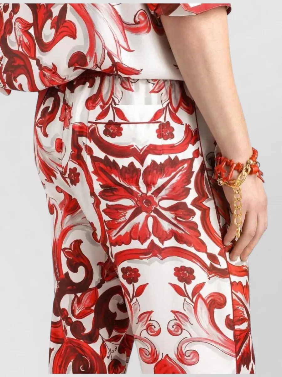 Dolce&Gabbana Silk Printed Loose Fit Trousers