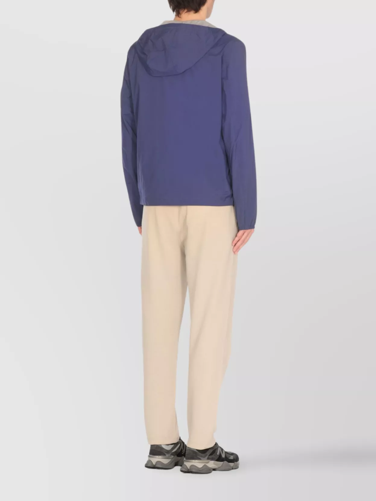 K-way Short Waterproof Jacket With Hood And Elastic Hem In Blue