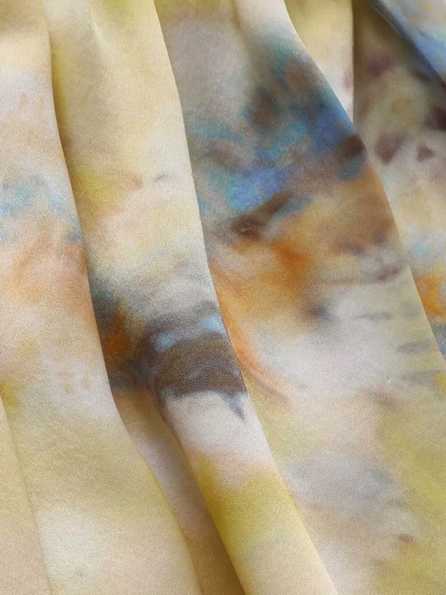 Zimmermann Silk Tie-Dye Pleated Flared Shorts
