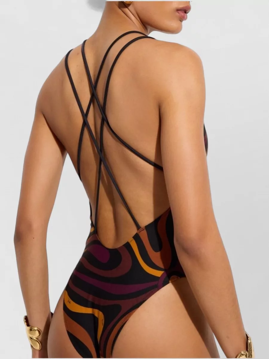 Pucci Printed Deep V-Neck Swimsuit