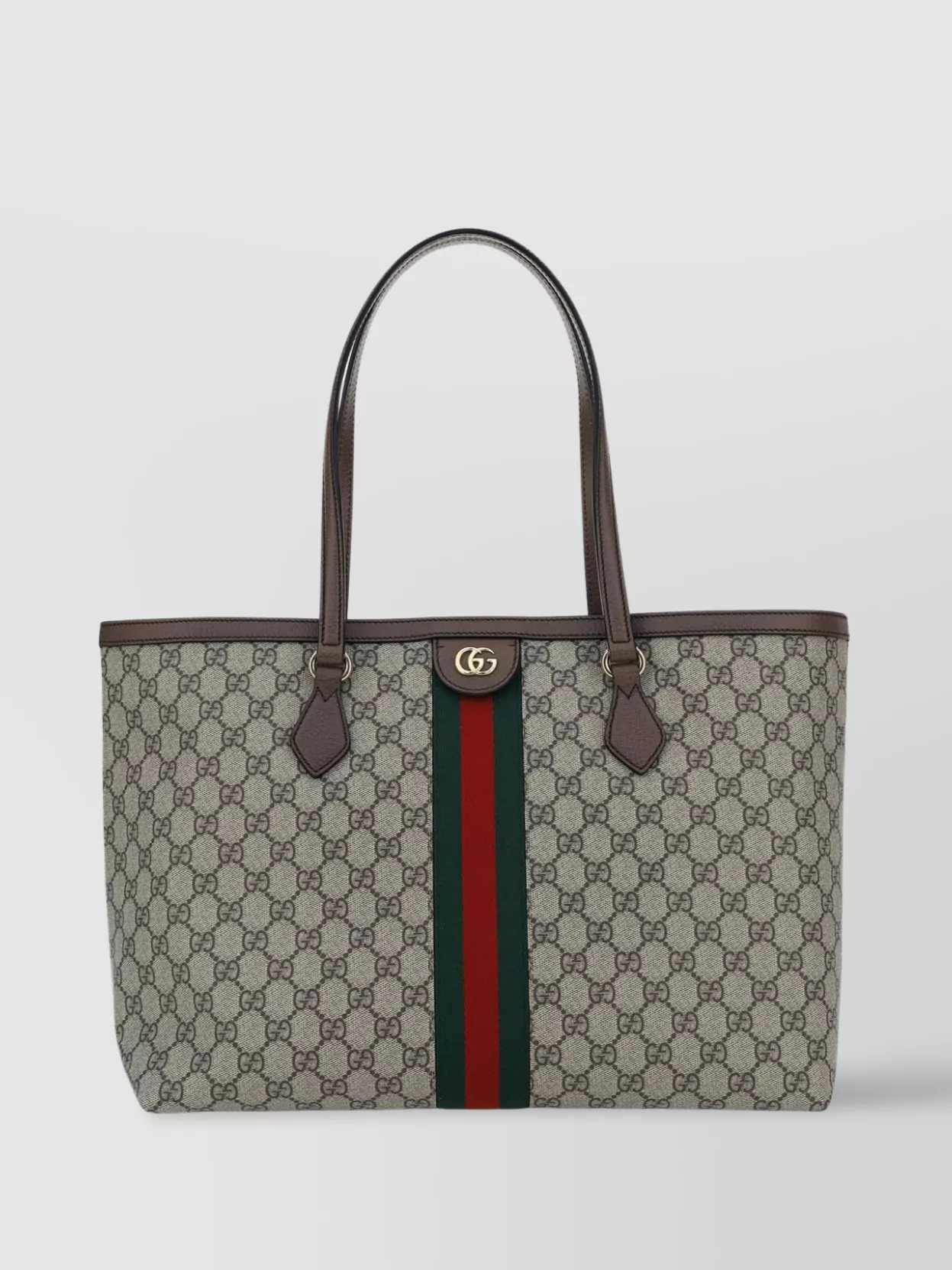 Gucci Supreme Pattern Tote Bag With Leather Trim In Brown