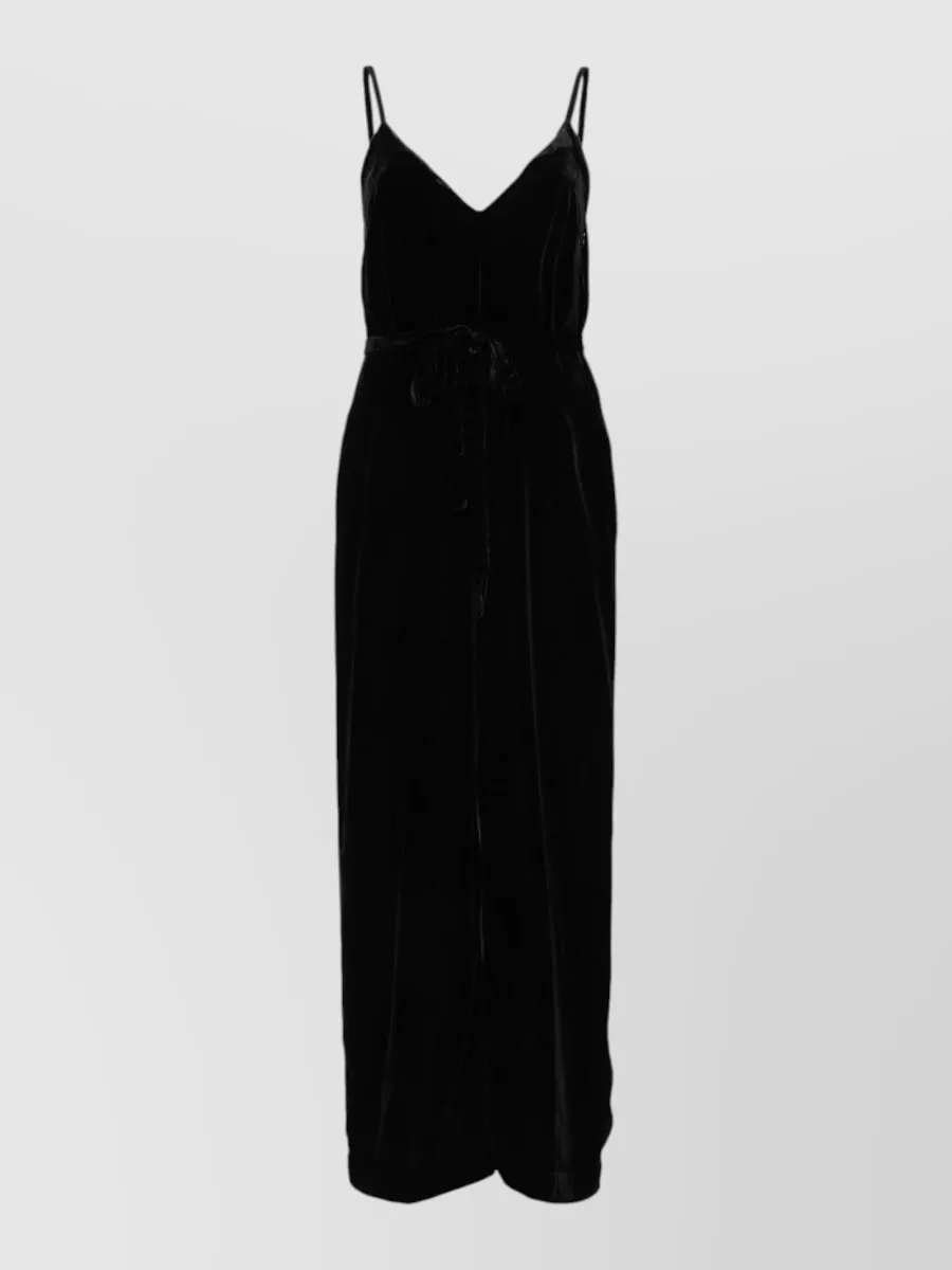 Gold Hawk Velvet v-neck sleeveless wide-leg jumpsuit