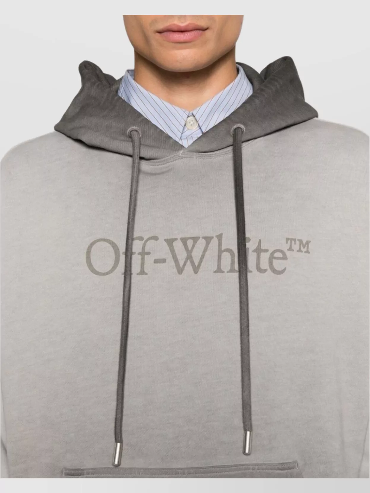 Off-White Hooded Long Sleeve Sweatshirt Pockets
