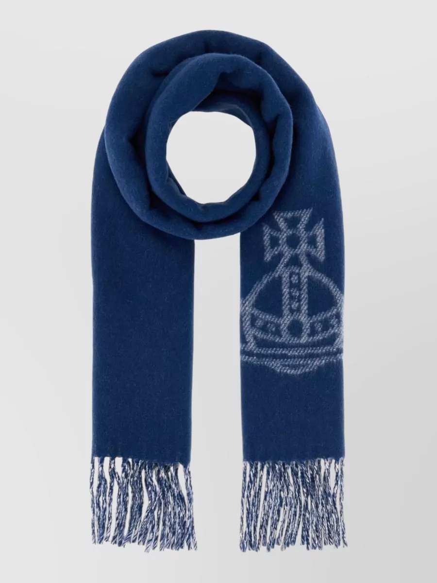 Vivienne Westwood Wool Fringed Jacquard Scarf