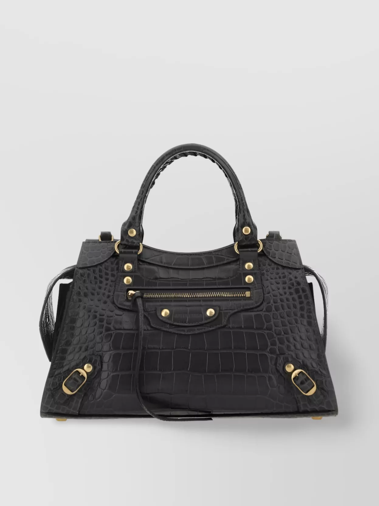 Shop Balenciaga Exquisite Crocodile Effect Tote Bag In Black