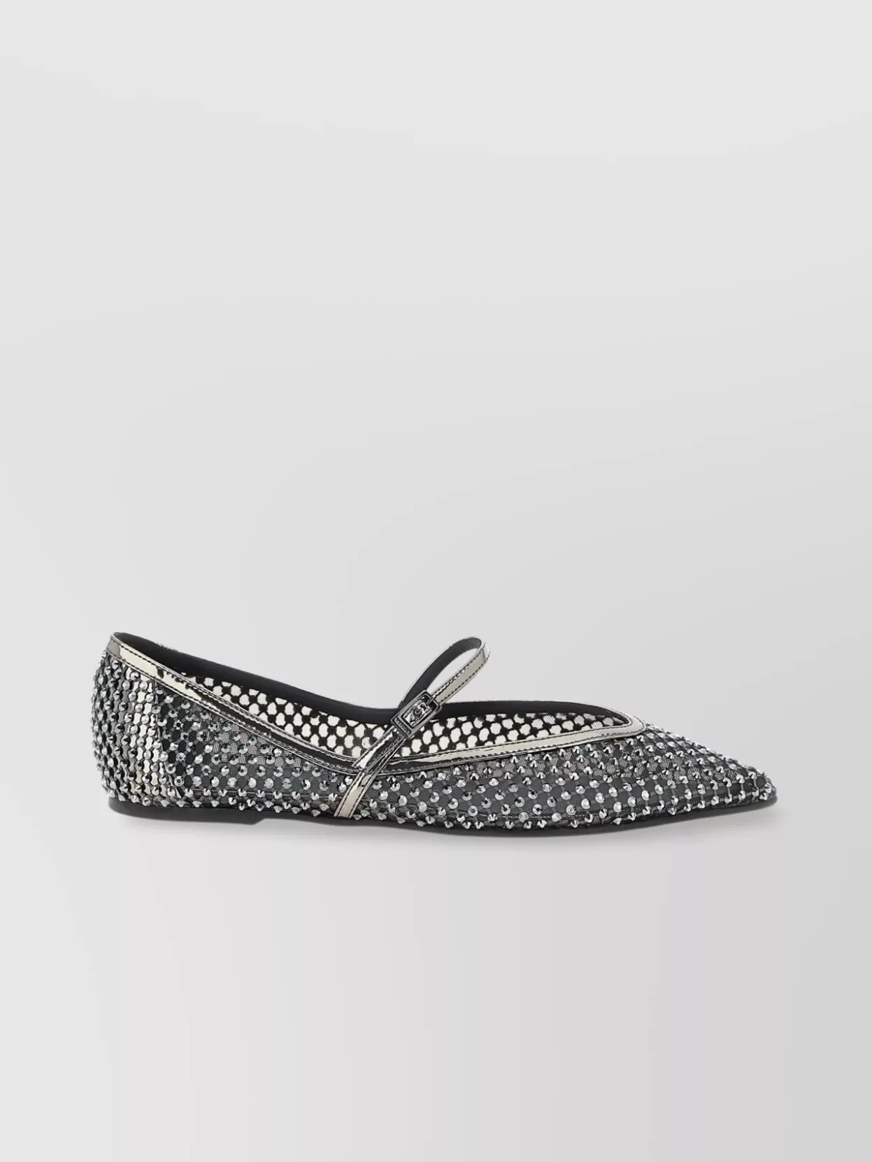 Le Silla Embellished Pointed Toe Ballet Flats With Textured Surface