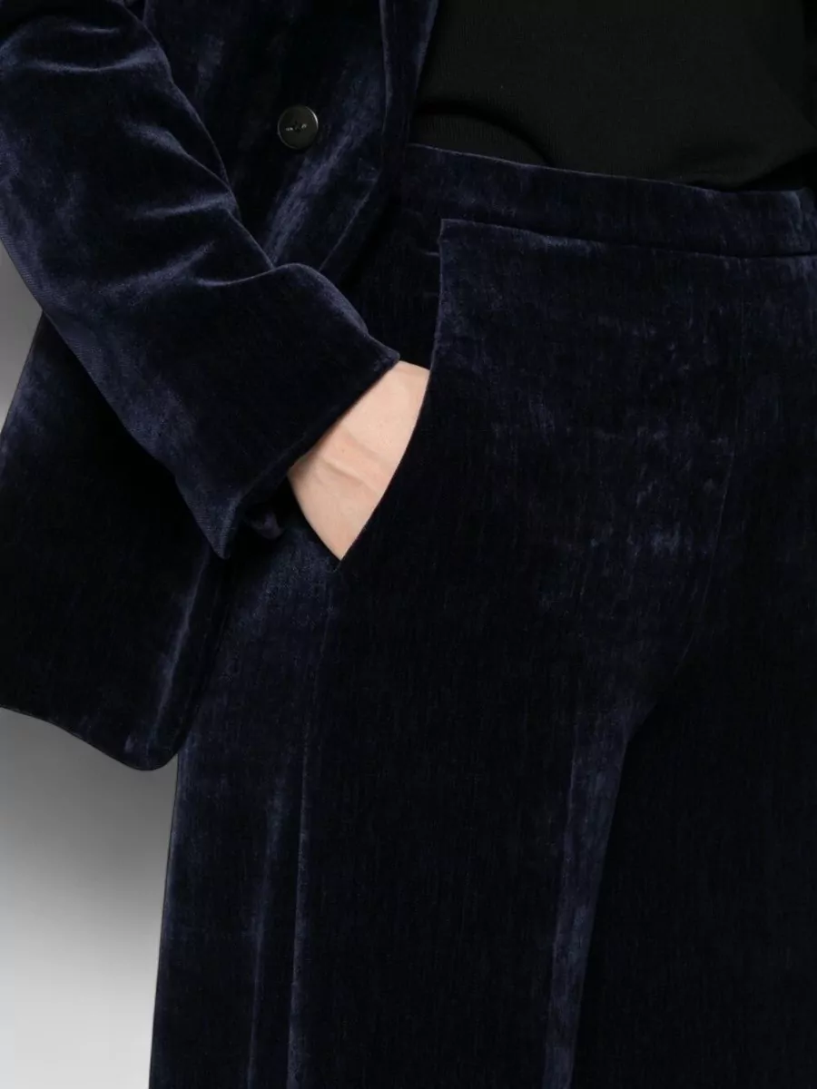 Forte Forte High-Rise Wide-Leg Velvet-Effect Trousers