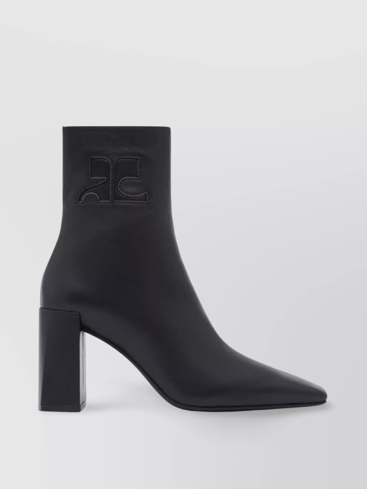 Shop Courrèges Goatskin Ankle Boots With High Block Heel