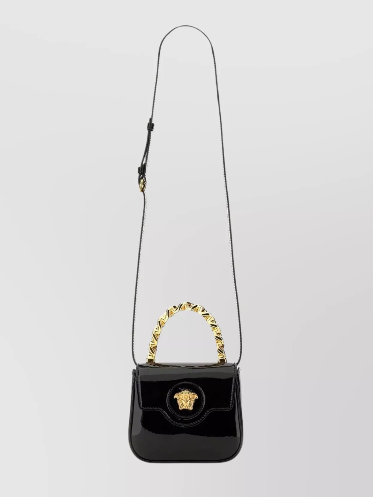 Versace Mini Bag With Detachable Strap And Gold Handle