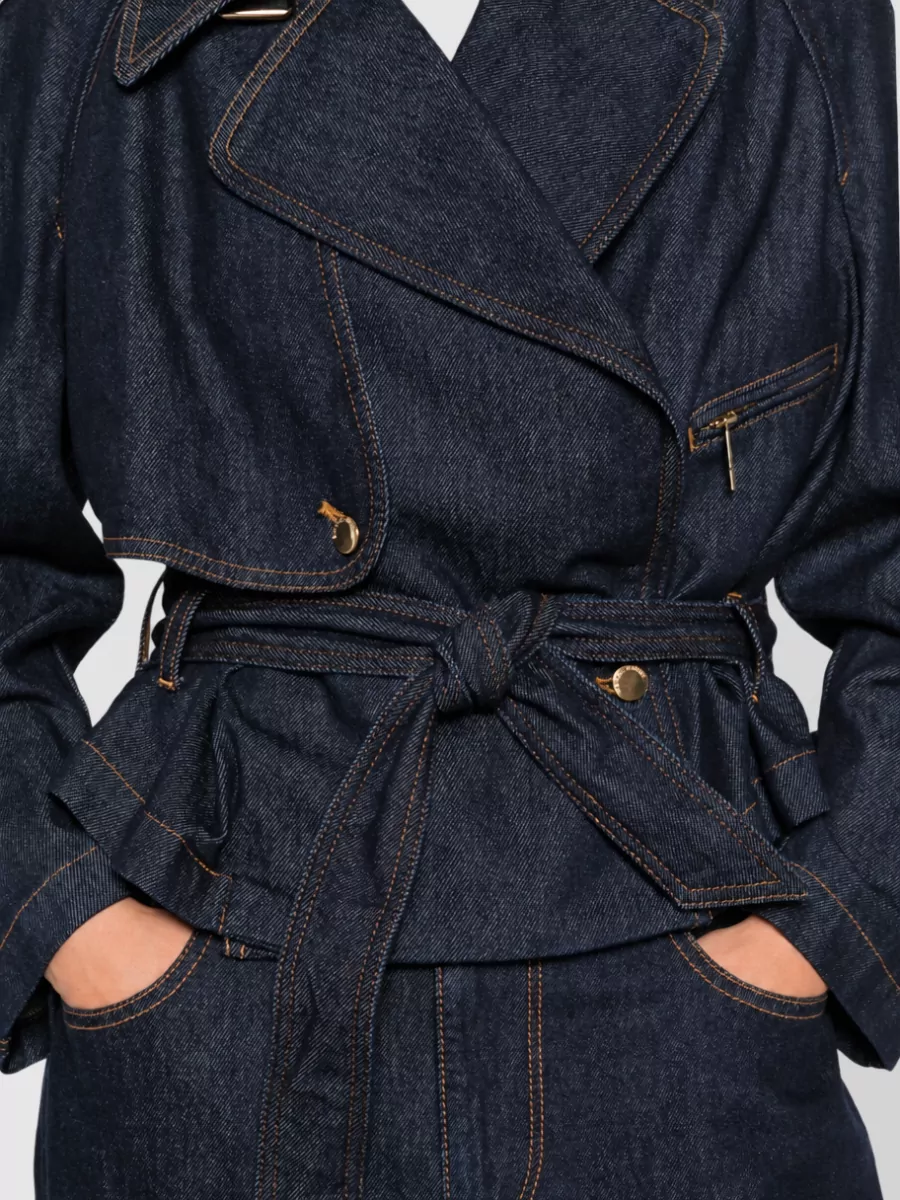 Emporio Armani Denim Belted Peplum Jacket