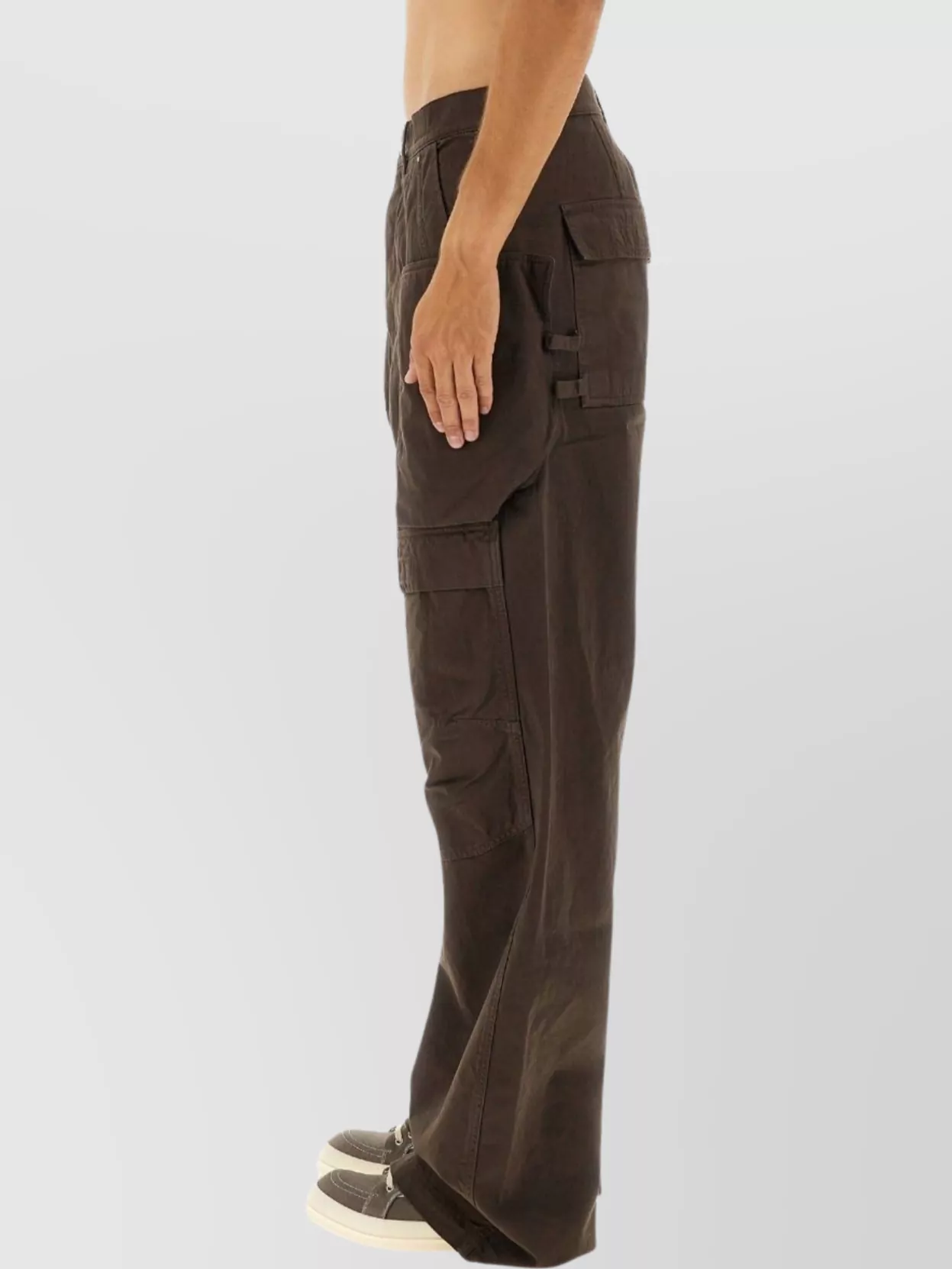 Rick Owens Drkshdw Wide Leg Cargo Trousers And Pockets In Brown