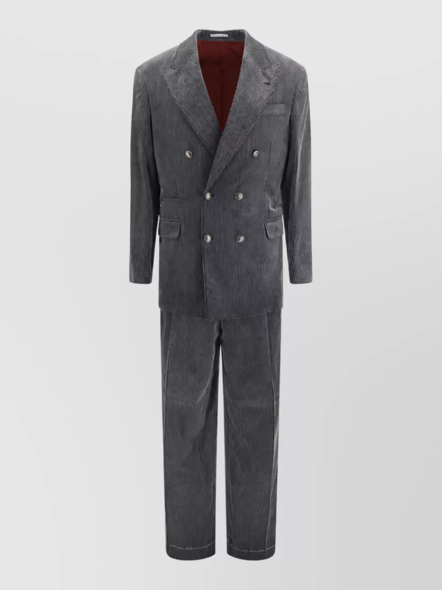 Brunello Cucinelli ribbed double-breasted cotton coat