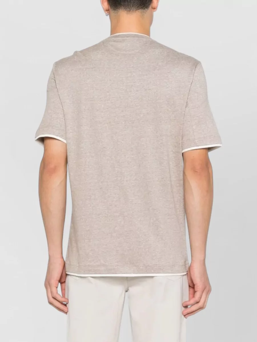 Brunello Cucinelli Linen Blend T Shirt Contrast Trim Hem