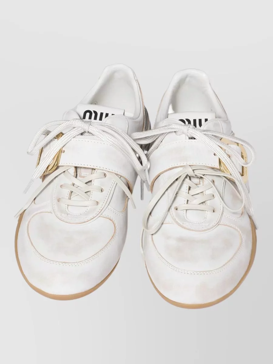 Miu Miu Leather Lace-Up Sneakers