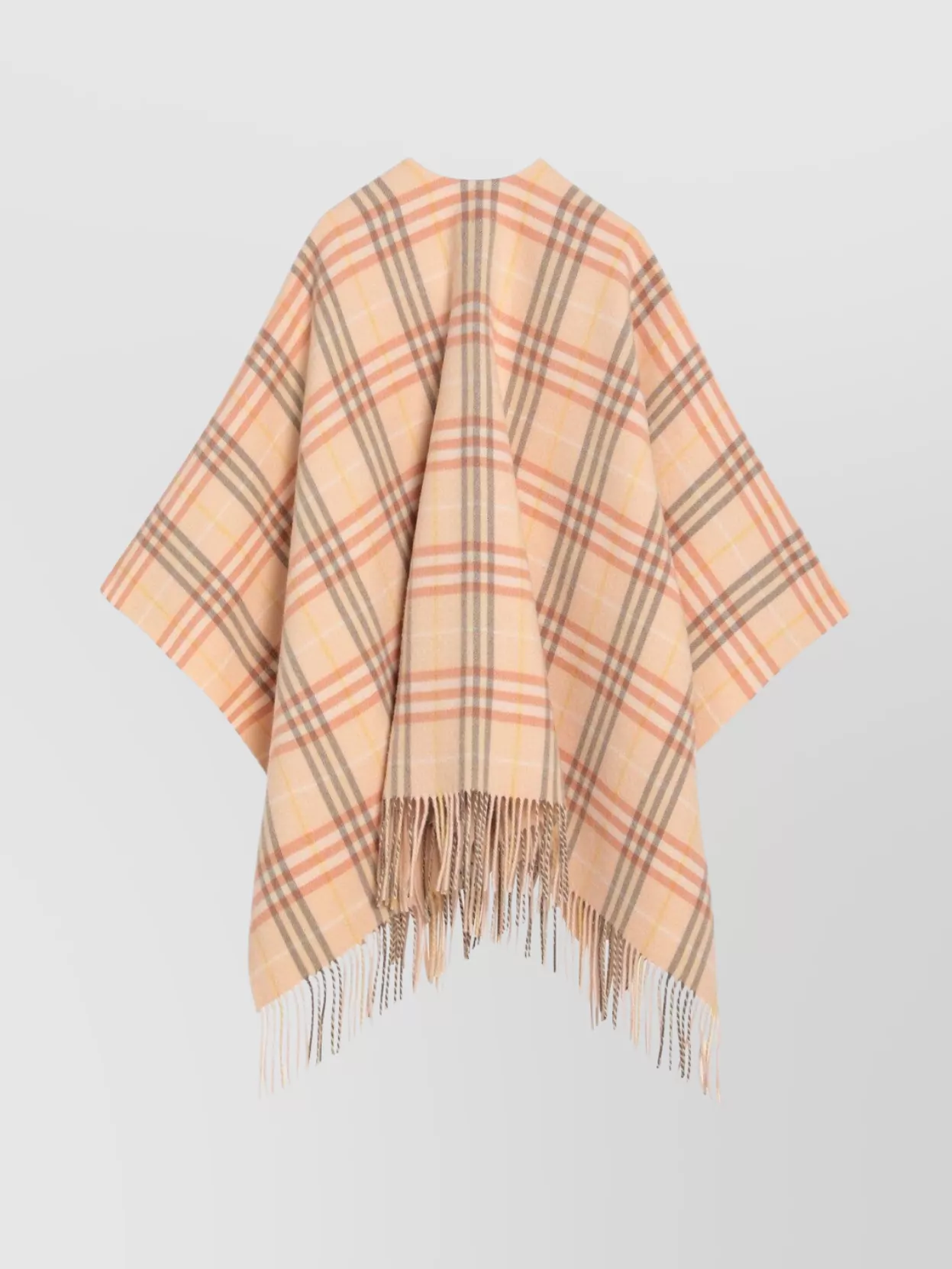 Burberry Wool And Cashmere Cape With Check Pattern In Brown