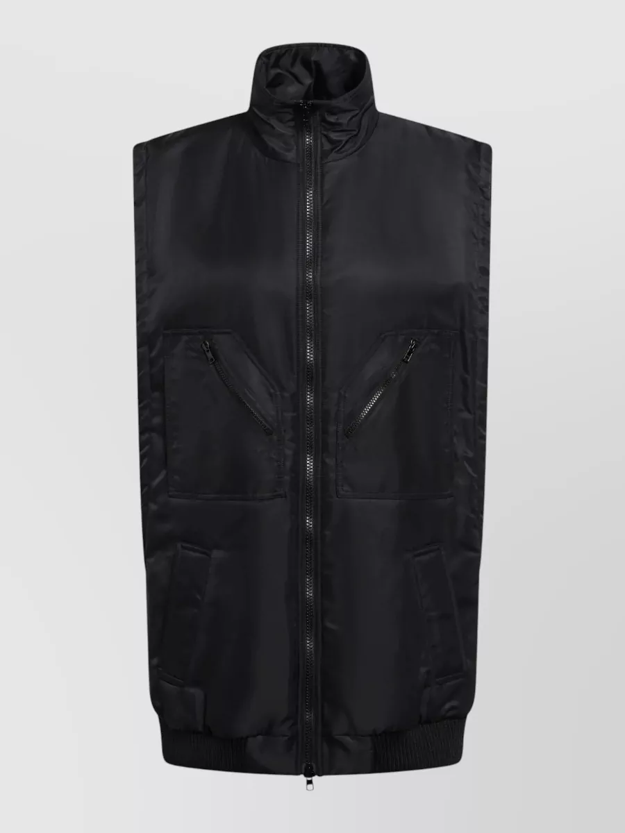 Mm6 Maison Margiela Nylon Sleeveless High-Neck Single-Breasted Coat