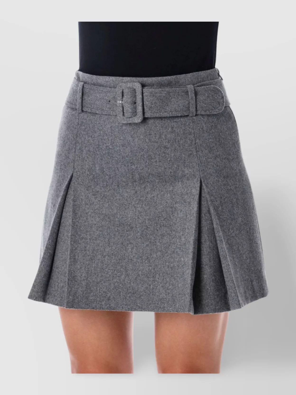 A.p.c. Mini Skirt With Belted Waist And Pleats